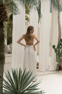 Cotton blend maxi dress